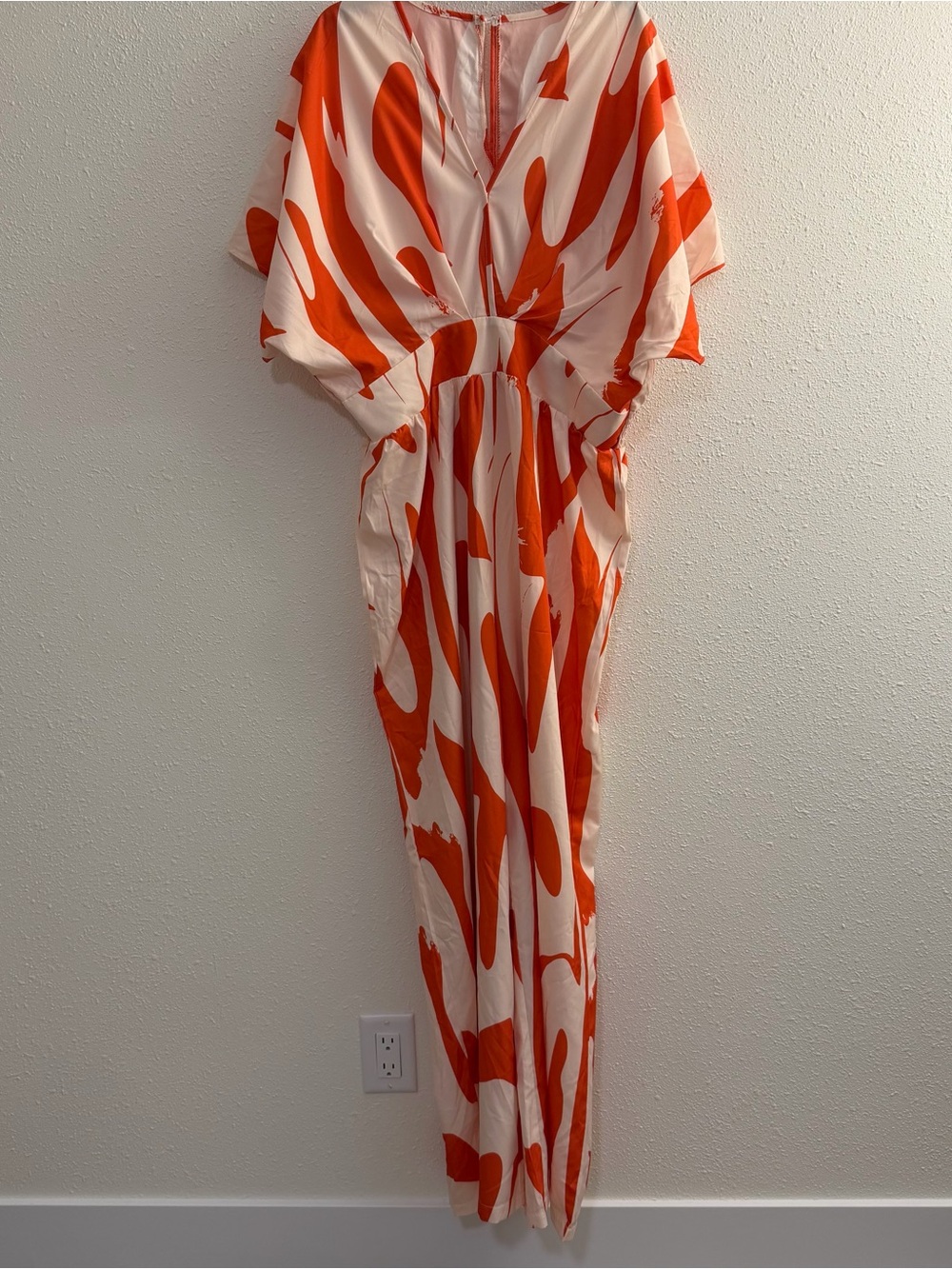 Bold Orange & Cream Abstract Jumpsuit